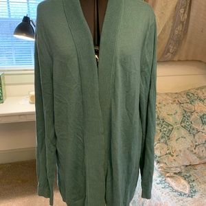 Talbots mint green open front cardigan